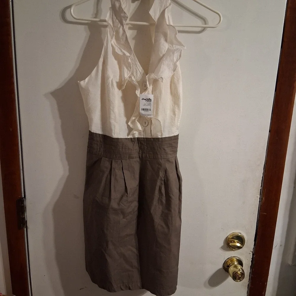 NWT Charlotte Russe Dress Ruffle Front Secretary ‎ L